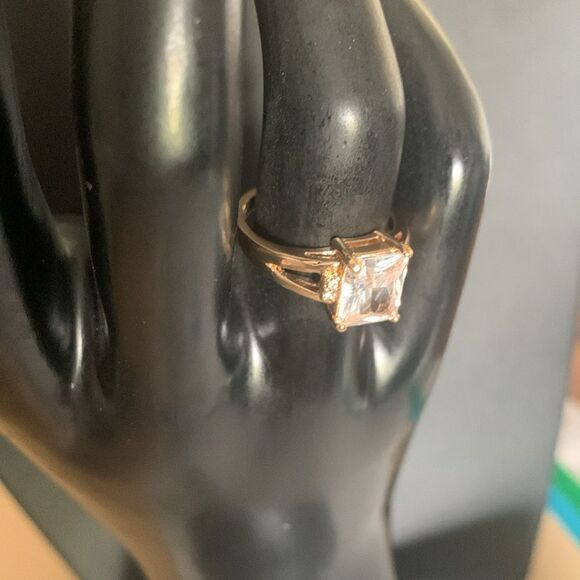Beautiful Emerald Cut Clear CZ ring, Stamped - Picture 2 of 4